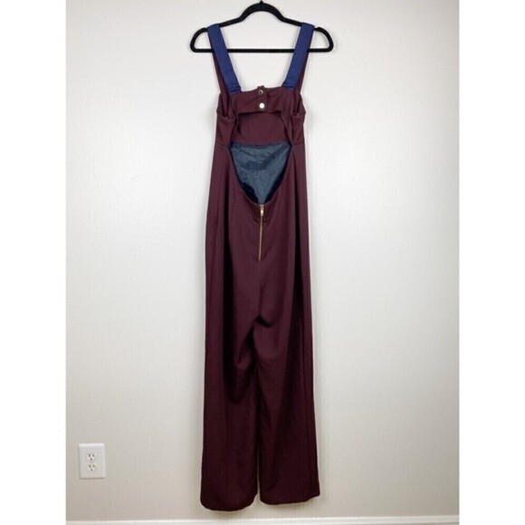Topshop Cutout Back Sleeveless Square Neck Jumpsuit Maroon Burgundy Size 8 - Picture 5 of 10